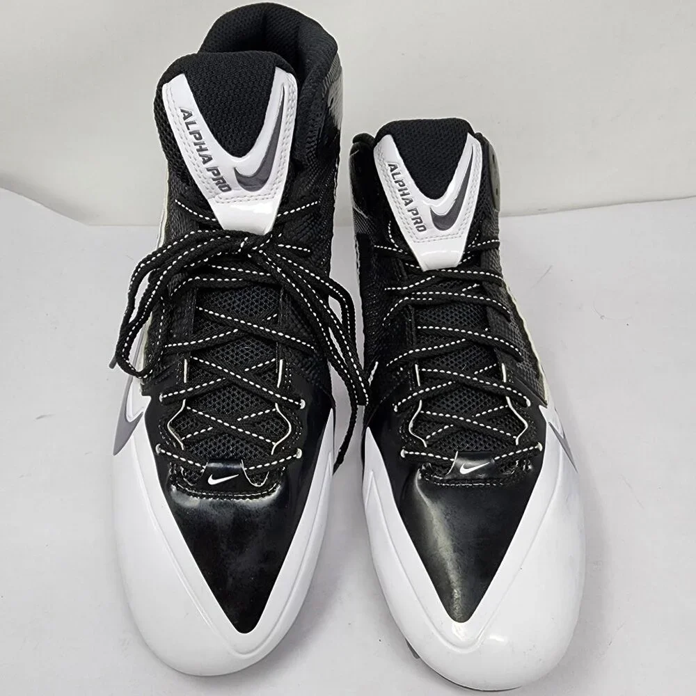 Nike Alpha Pro Football Cleats US 12.5 EU 47 Black White Molded Sole NO STUDS